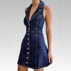 Summer Tea Dress With A Neck-strap For Women